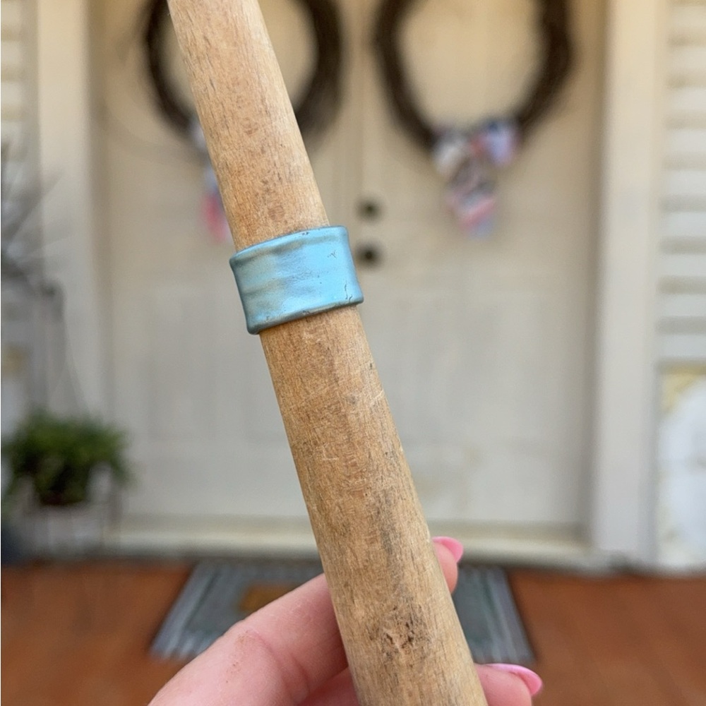 Blue Patina Wide Band Ring